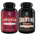 Bundle of Forskolin Weight Loss Supplement - Builds Muscle & Boosts Energy and Creatine Tablets Formula Blend of Creatine Monohydrate, HCL & Pyruvate - Muscle Mass Gain & Recovery for Men and Women