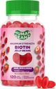 Biotina Jelly Bean Gummy Vitaminas, Max Strength Biotin for Hair, Skin and Nails, 10,000mcg por Serving, Hair Growth Vitamins for Men and Women, 120 Strawberry Blast Jelly Beans, Kosher