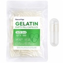 Size 4 Gelatin Empty Capsules - 100 Count Clear Empty Pill Capsules, Fillable Empty Gel Capsule for Homemade Vitamins & Powders, Easy for DIY Supplements