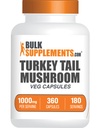 BulkSupplements.com Turkey Tail Mushroom Capsules - Coriolus Versicolor Extract, Turkey Tail Mushroom Extract - Vegan & Gluten Free, 2 Capsules per Serving, 360 Veg Capsules (Pack of 1)