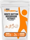 BulkSupplements.com White Button Mushroom Extract Powder - Mushroom Supplement, Agaricus Mushroom Powder - Gluten Free, 500mg per Serving, 1kg (2.2 lbs) (Pack of 1)