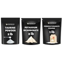 Taurine Powder 2lbs, Potassium Bicarbonate 2lbs & Ferrous Fumarate 1lb | Bulk Powder Trio | DIY, Craft & Household Supply | Value Combo Pack