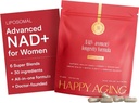 Happy Aging NAD+ Supplement for Women | NAD Booster with NMN, NMNH, NR, Resveratrol, CoQ10 – Supports Energy, Focus, Skin Glow & Daily Vitality, 30-Day Supply
