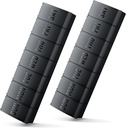 Organizador de píldoras grandes 2 Pack, organizador semanal fácil de abrir, organizadores de píldoras diarias XL, organizadores de píldoras de 7 días, caja de medicina 7 días para grandes suplementos de vitamina (Doble Negro)
