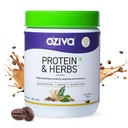 OZiva Protein & Herbs, Men with Multivitamins,Ashwagandha,Brahmi,Maca, Musli for Improved Stamina, Lean Muscles & Recovery 1.1 lbs, Cafe Mocha. Soy Free, Gluten Free, Non GMO