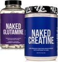 NAKED Puro Monohidrato de Creatina Micronizada 200 Serviciones + Puro L-Glutamina 240 cápsulas Bundle: Vegan, No-GMO, Gluten Gratis. Minimizar Desglose muscular &amp; Mejorar la síntesis de proteínas. Nada artificial