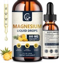 (2 Pack) Magnesium Glycinate Liquid Drops TENIDO 1000mg Liquid Magnesium Complex with D3, L-Thea & GABA for Energy, Sleep, Nerve and Heart Health, High Absorption, Pineapple Flavor