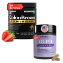 ColonBroom GLP-1 Weight Management (30 Servings) + Premium Powder Supplements (Strawberry, 50 Servings) | Supports Appetite Control, Energy, Mood Balance, Bloating Relief & Gut Health