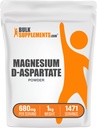 BulkSupplements.com Magnesium D-Aspartate Powder - Magnesium Supplement, High Absorption Magnesium, Magnesium Asparte Powder - Gluten Free, 680mg (49mg of Magnesium) per Serving, 1kg (2.2 lbs)