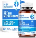 Bold Botanica Reishi Mushroom Capsules - 100% Fruiting Body - Concentrated Organic Reishi Extract for Immune Support &amp; Core Wellness - No Mycelia & No Grain - 60 Vegan Capsules