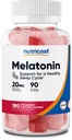 Nutricost Melatonin Gummies 20mg per Serving (180 Strawberry Flavored Gummies) - Gluten-Free