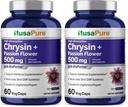 NusaPure Chrysin 500mg, 60 Veggie Capsules | Passion Flower Complex 500mg Supplement | 5, 7-Dihydroxyflavone | Concentrated Extract | Non-GMO, BioPerine (Pack of 2)