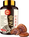 Japonesa Reishi Mushroom Suplemento 800mg con Reishi Mushroom Extracto 500mg " Shell-Broken Spores 200mg,Organic Mushroom Capsules for Immune System - Real Fruiting Body (Pack of 1)