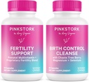 Pink Stork Pregnancy Prep &amp; Fertility Support – Vitex, Inositol, Folate – Control de natalidad Cleanse – 2 Pack