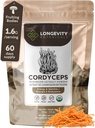 Longevity Botanicals Organic Cordyceps Mushroom Extract Powder 100g TEN Concentrated 10:1 Ratio TEN 100% Fruiting Bodies ANTE Cordyceps Militaris Natural Supplement for Energy, Stamina &amp; Respiratory Support