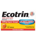 Ecotrin Regular Strength 325mg Aspirin Safetey Coated Tablets, Arthritis, Toothache & Headache Relief Designed to Protect the Stomach, 125 Count