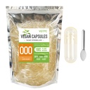Size 000 Empty Vegetarian Capsules, (1000 Count) Vegan Clear Fillable Veggie Pill Capsules for DIY Supplement Filling