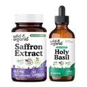 Wild & Organic Saffron Extract 60 Capsules & Holy Basil Tincture 4 fl oz