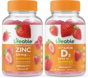 Lifeable Zinc 50mg + Vitamin D 5000 IU, Gummies Bundle - Great Tasting, Vitamin Supplement, Gluten Free, GMO Free, Chewable Gummy