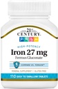 21st Century Iron 27 Mg Ferrous Gluconate Tablets, 110Count