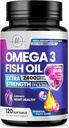 Omega 3 suplementos de aceite de pescado 2400mg - triple fuerza Omega 3 ácidos grasos, corazón natural salud cerebral &amp; soporte conjunto - ácidos grasos con EPA &amp; DHA - suplemento de aceite de pescado salvaje - 120 Softgels