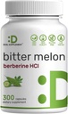 Melón de purpurina con suplemento de bereberina 15,000mg Por ser, 300 cápsulas viv 15:1 Wild Bitter Melon Fruit Extract " Berberine HCL ¦ Third Party Tested  durable Plant Based, Non-GMO