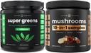 NutraChamps Super Greens Unflavored & Super Mushrooms: Ultimate Brain, Gut & Body Boost
