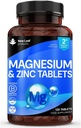 Suplemento de magnesio 500mg Magnesio y Zinc - Oxido de magnesio de alta absorbencia " Zinc - Huesos musculares " Función sana de la inmune - Vegano, no GMO, libre de gluten - 120 Tablas fáciles de absorber