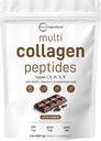Micro Ingredientes Péptidos multi colágeno Polvo, 2lb TENIDO Tipo I, II, III, V, X + Biotina, Vitamina C & ácido hialurónico TENIDO Chocolate Flavor TENIDO Apoyo Pelo, Esquía &amp; Salud Conjunta TENIDO Keto, No GMO