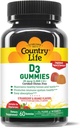 Country Life Vitamin D3 Gummies – 1,000 IU Cholecalciferol, 60 Count – Supports Bone & Immune Health – Vegetarian, Gluten-Free, Strawberry & Orange Flavors – Pectin-Based, No Artificial Sweeteners