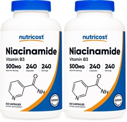 Nutricost Niacinamide (Vitamin B3) 500mg, 240 Capsules - Non-GMO, Gluten Free, Flush Free Vitamin B3 (Pack of 2)