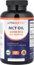 MCT vitamatic Aceite 3000 mg por Serving - 180 Softgels - de aceite de coco - Contiene 55% de ácido caprílico C8 y 40% cúrcuma Ácido C10