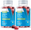 Viteey Vitamina D3 Gummies para Adultos & Adolescentes - 5,000 UI, 125mcg, Ultra Strength - Conjunto &amp; Muscle Health, Immune Boost - Chewable Vitamin D Gummies - Vegetarian, Gelatin Gratis - Tasty Berry Flavored