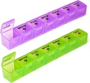 2-Pack Organizador semanal de gran tamaño de la píldora,Vitamin Pill Box Organizador 7 días con grandes combinaciones, Am Pm Pill caso para viajes,XL Medicina Organizador 14 días para aceites de pescado, suplemento de la vitamina Holder