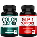 Colon Cleanse & Detox 15 Day Gut Cleanse (30 Count) - Intestinal Cleanse Pills and GLP - 1 Supplement (60 Count) 14 in 1 Support Gut Health & Metabolism - Non GMO, Vegan Safe & Made in USA