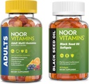 Noor Vitaminas Adulto Multivitamina Gummy y Negro Semillas Aceite