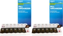 Cuidado básico (7 días) AM/PM Organizador de píldoras, caja de vitaminas y caja de medicina, grandes compartimientos, 2 veces al día, tapas negras y claras (Pack of 2)
