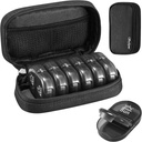 Serfeymi Organizador Semanal de la Píldora de Viajes 2 veces al día AM Actualizado Caja de la Píldora Negra 7 Día con Caja de la Píldora Portable de la Cena, Organizador de Medicina para Píldoras, Vitaminas, Suplementos, Aceites de Pesca - Negro 01