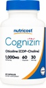 Nutricost Cognizin Citicoline (CDP-Choline) 1000mg, 60 Capsules - Vegan, GMO-Free, 30 Servings