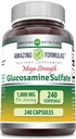 Fórmulas increíbles Sulfato de Glucosamina 1000 mg Capsules Suplemento No-GMO Silencioso Gluten Libre Silencio Made in USA (240 Conde)