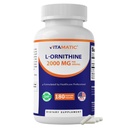 Vitamatic L-Ornithine 2000 mg Per Serving – 180 Vegetable Capsules – Amino Acid Supplement – Non-GMO, Gluten Free – Made in USA