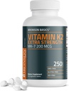 Bronson Vitamina K2 MK-7 200mcg Extra Strength, 250 Tablets vegetarianos