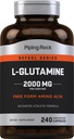 Piping Rock L Glutamine Powder Capsules Ø 2000 mg tención 240 Pills tención Suplemento para Mujeres &amp; Hombres Silencioso Formulario libre Amino Acid ANTE No GMO, Gluten Free