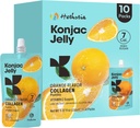 Hethstia Naranja jalea Konjac con péptidos de colágeno, 10 bolsas de jalea de frutas, gelatina bebible bajo calorías con vitamina C, libre de azúcar, Keto, libre de gluten, ataduras de luz