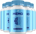Memo Defender Brain Supplement Capsules – MemoDefender All-Natural Maximum Strength Formula Focus Pills, MemoDefend Nootropic Support and Reviews (5 Pack – 300 Capsules)