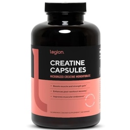 LEGION Micronized Creatine Monohydrate Suplemento - Clean Creatine Powder for Muscle Gain ' Post Workout Recovery - Micronized Creatine Supplement for Maximum Absorption (30 Servings, Capsule)