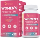 Probióticos para mujeres, 100 millones de mujeres CFU Probiótico con prebióticos, enzimas digestivas, D-Mannose &amp; Cranberry Extract for Immune Support, Vaginal & Urinary Health, Digestive Balance - 120 cápsulas