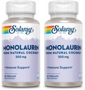 SOLARAY Monolaurin 500mg from Natural Coconut - Monolaurin Supplement for Powerful Nutritive Support - Lab Verified - 60 Servings, 60 VegCaps (Pack of 2)