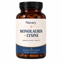 Nuvary Monolaurin Lysine, Coconut-Derived Monolaurin & Lysine Capsules, Immune Supplement, 120 Capsules