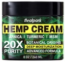Healpark Hemp Cream 8 fl oz - Arnica,MSM, Turmeric, Emu Oil, Menthol, Aloe
